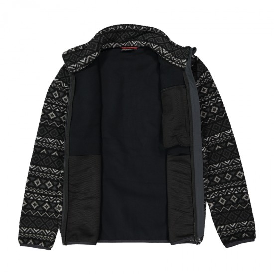 CMP MEN'S HIGHLOFT FLEECE FAUX FUR JACKET ANTRACITE-FERRARI