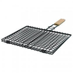 NON-STICK FRAME GRILL WITH WOODEN FANDLE